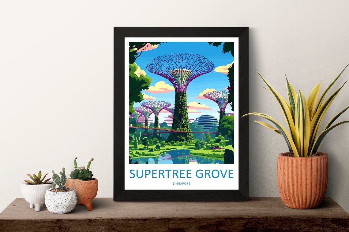 Supertree Grove Singapore Futuristic Gardens Vintage Style Poster - Image 3
