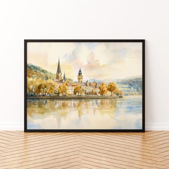 Koblenz Watercolor Poster Wall Art Hanging Home Dcor Gift Lovers Germany