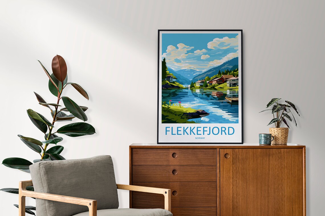 Flekkefjord Norway Travel Poster, Place Print - Image 2