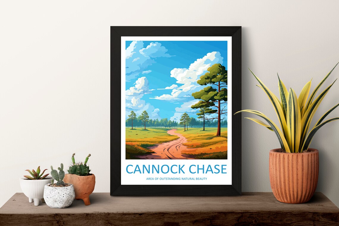 Cannock Chase Staffordshire Pine Woodland Path Travel Poster - Image 3