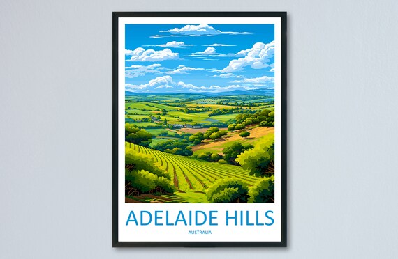 Adelaide Hills Travel Poster, Australia Wall Art