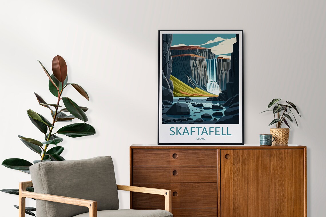 Skaftafell Travel Print, Iceland Waterfall Art Print - Image 2