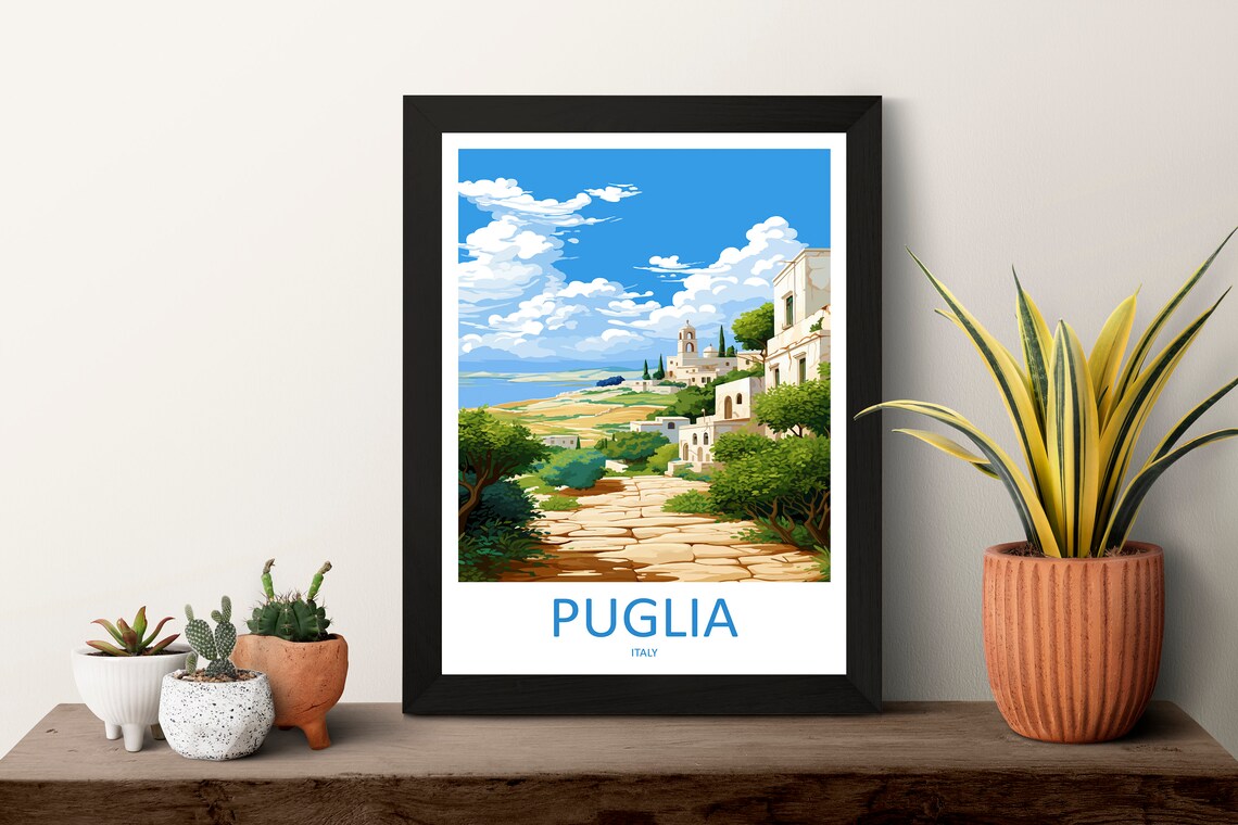 Puglia Italy Countryside Stone Lane Hill Village Travel Poster - Image 3