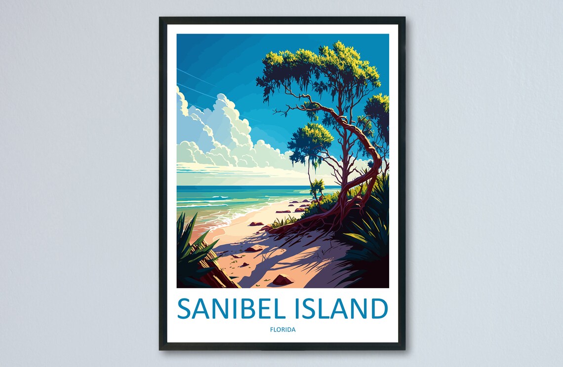 Sanibel Island Travel Poster, Florida Wall Art