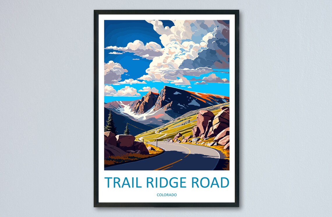 Trail Ridge Road Travel Poster, Colorado Road Route