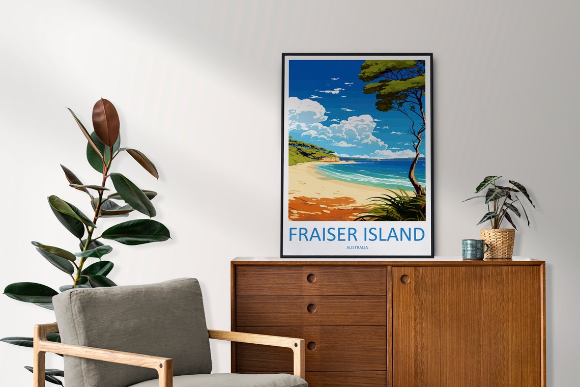 Fraser Island Beach Australia Turquoise Coastline Scenic Travel Poster - Image 2
