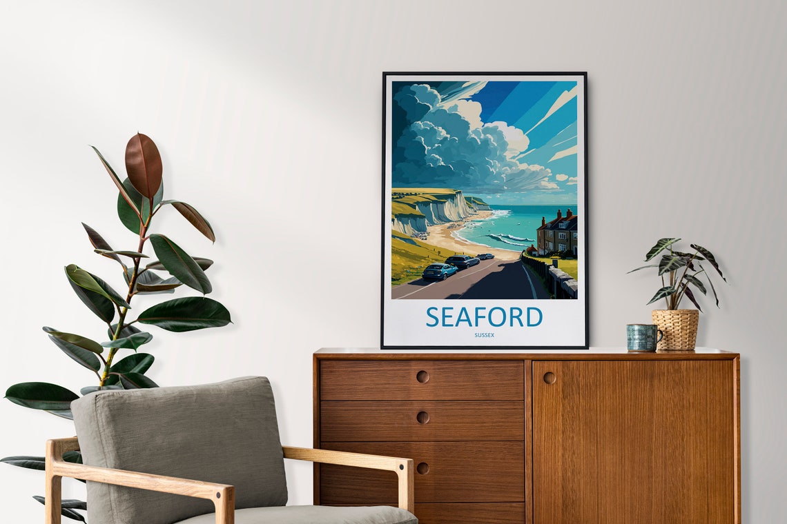 Seaford Travel Print Wall Art Seaford Wall Hanging Home Dcor Seaford Gift Art Lovers England Art Lover Gift Print Sussex Travel Print - Image 2