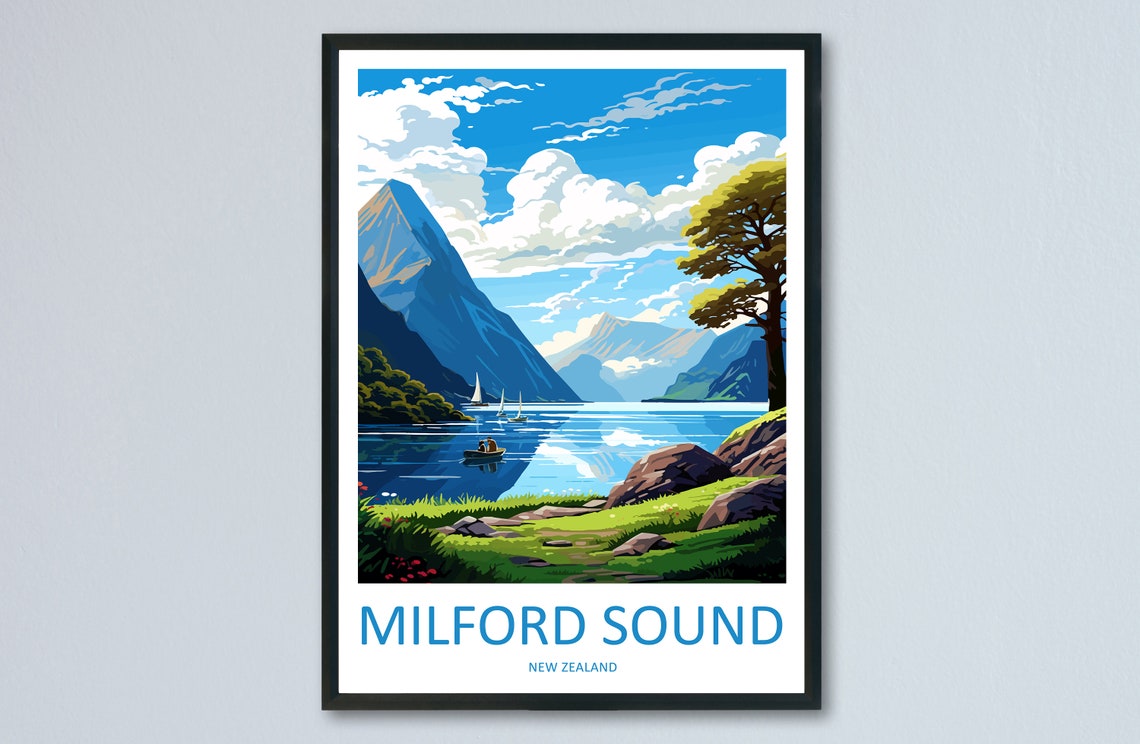Milford Sound Travel Print Wall Art Milford Sound Wall Hanging Home Dcor Milford Sound Gift Art Lovers New Zealand Art Lover Gift