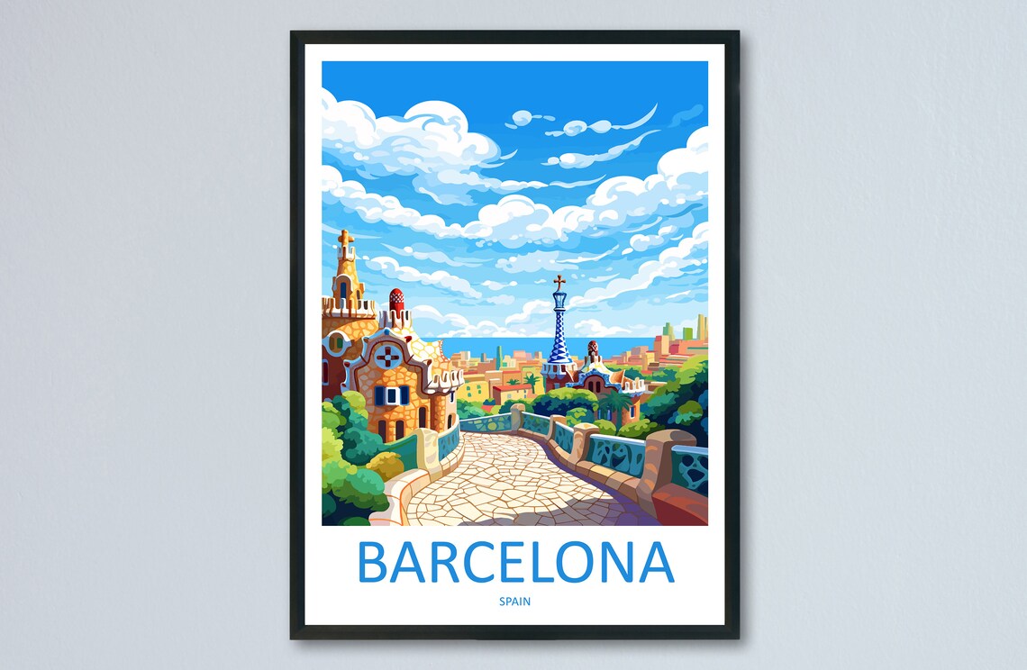 Barcelona Travel Poster, Spain Wall Art For Home