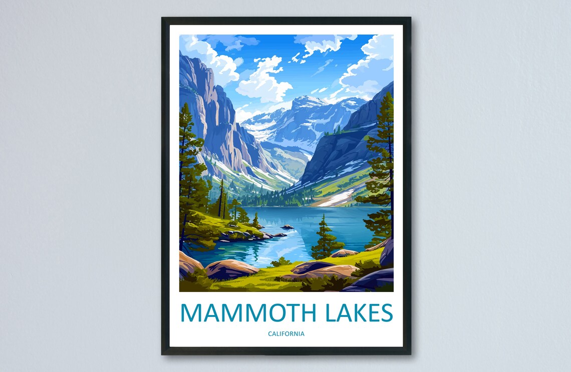Lake Mammoth Travel Poster, California Wall Decor