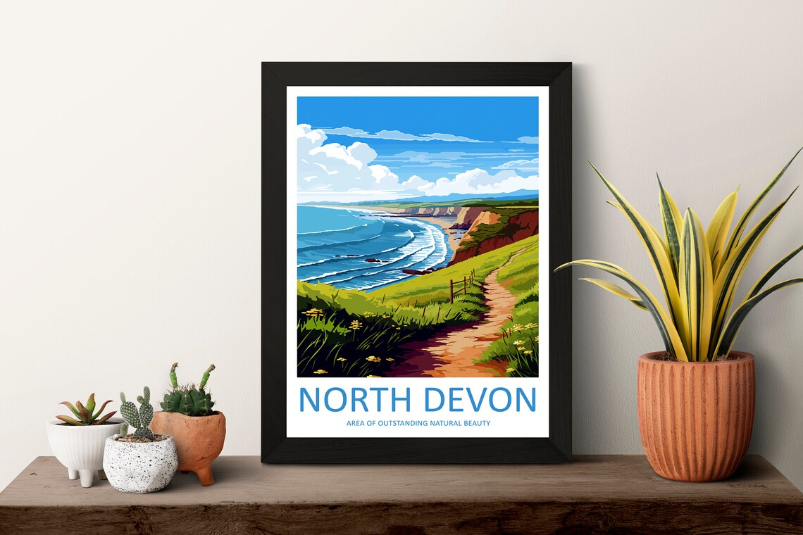 North Devon Travel Poster, AONB Wall Art - Image 3