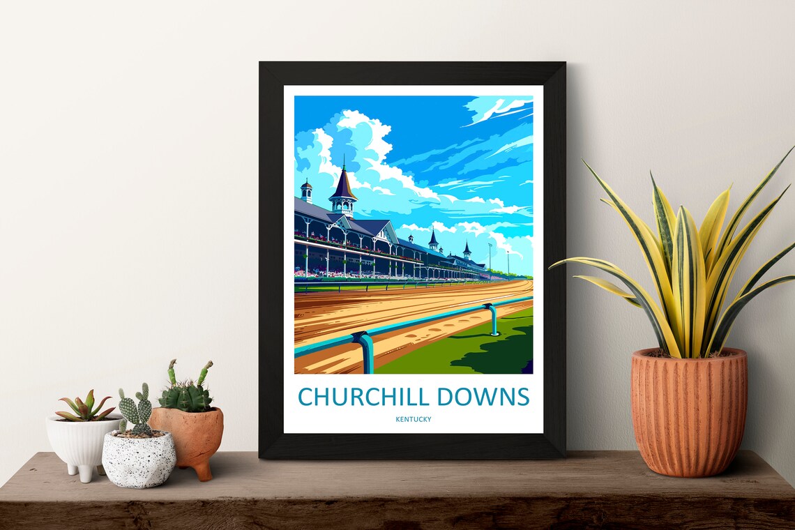 Churchill Downs Kentucky Racetrack Grandstand Dirt Track Travel Poster - Image 3