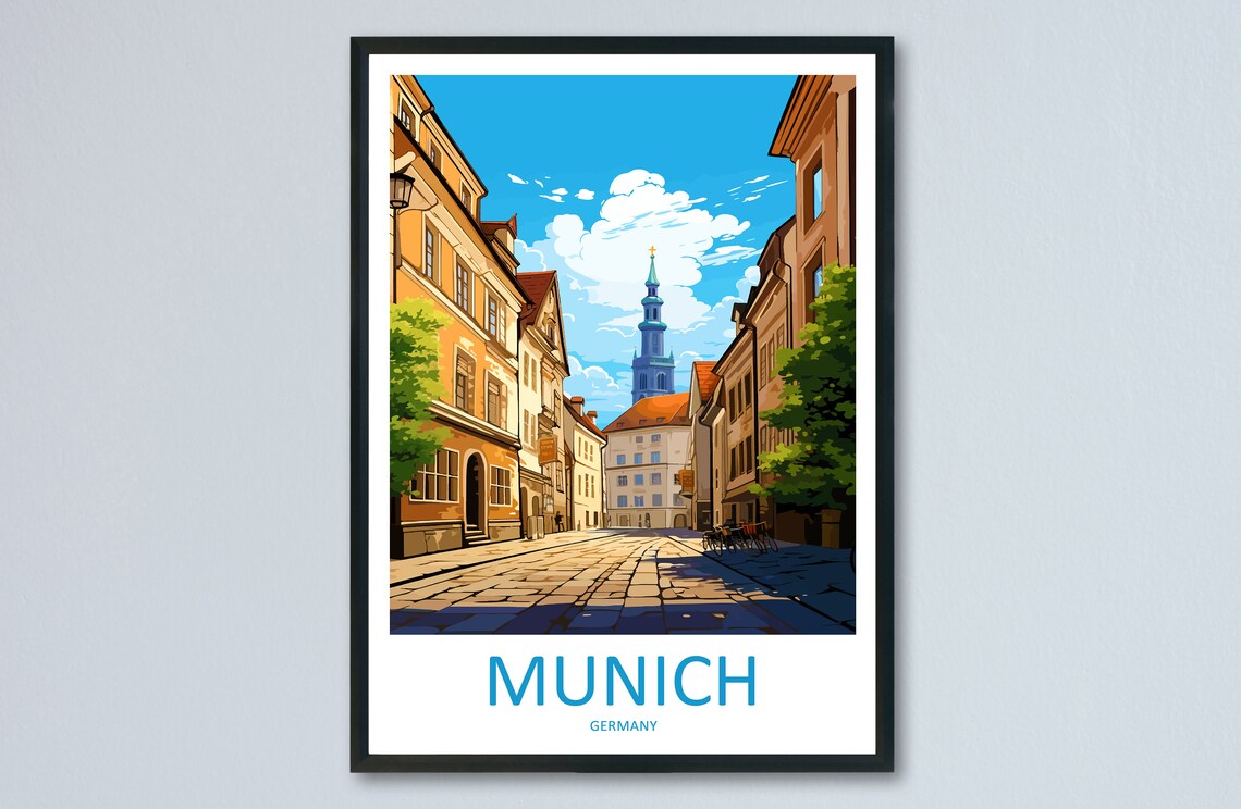 Munich Travel Poster, Germany Wall Art Print