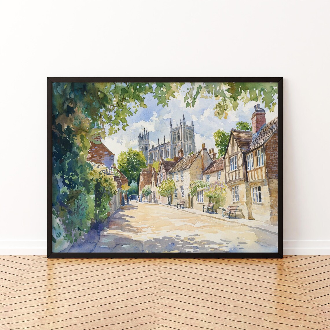 Winchester Watercolor Poster, United Kingdom Landscape