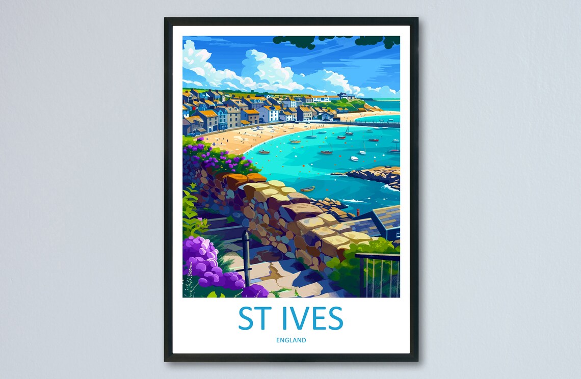 St Ives Travel Poster, Cornwall Home Decor