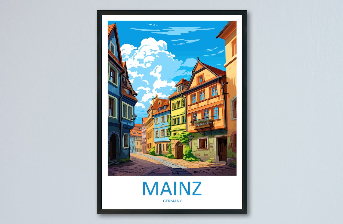 Mainz Travel Poster, Germany Home Decoration