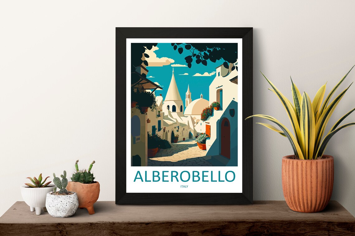 Alberobello Italy Trulli Stone Town White Alley Village Poster - Image 3