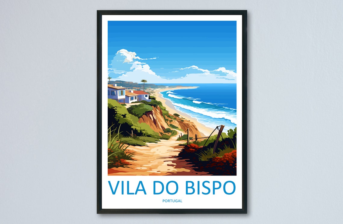 Vila Do Bispo Portugal Seaside Cliff Walk Beach Sunset View Poster