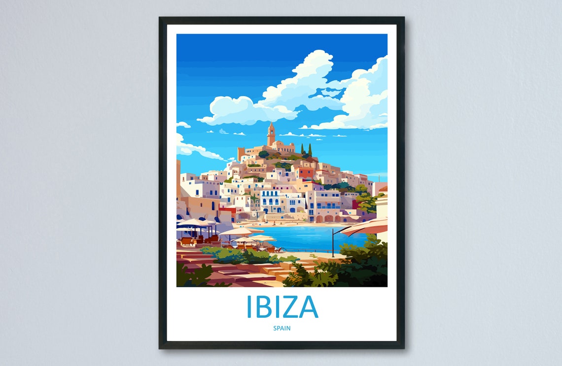 Ibiza Spain Whitewashed Hilltop Old Town Mediterranean Coast Poster