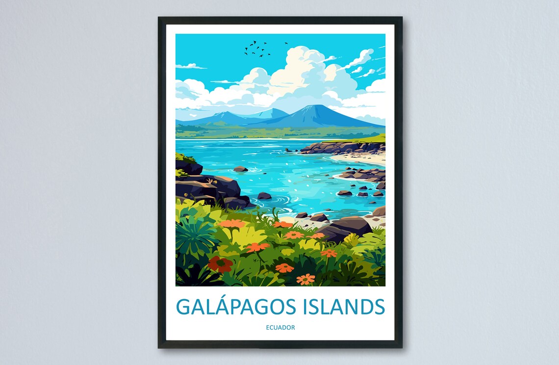 Galapagos Islands Travel Poster, Ecuador Wall Art