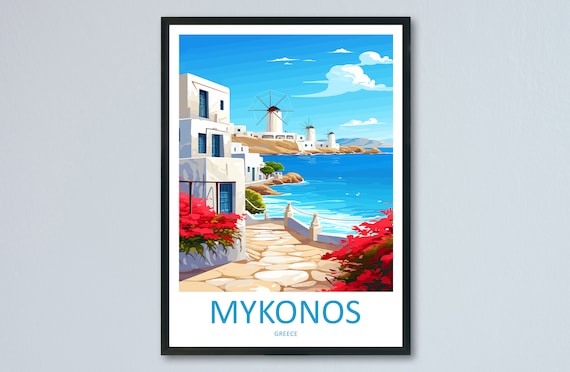 Mykonos Travel Print, Greece Wall Poster