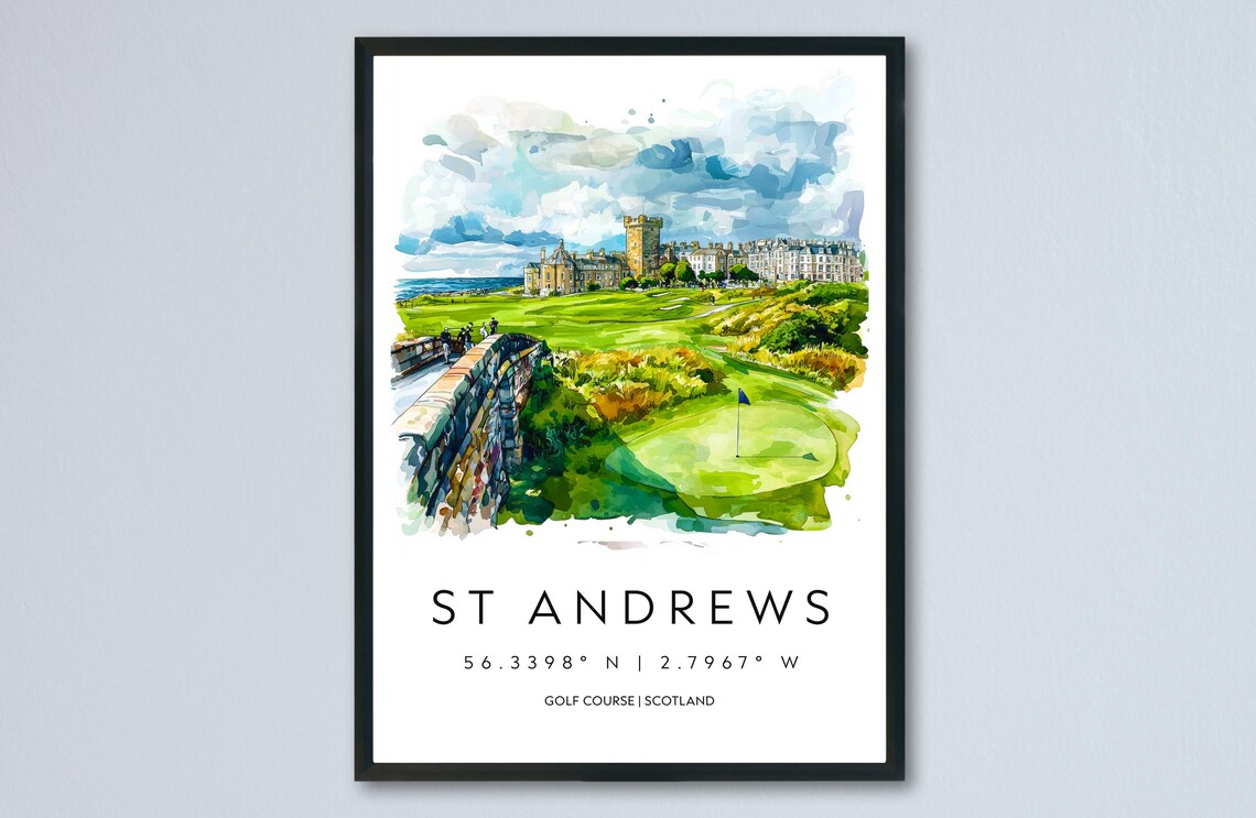 St Andrews Scotland Famous Golf Course Watercolor Travel Poster