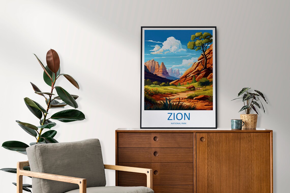 Zion National Park Travel Print Wall Art Zion National Park Wall Hanging Home Dcor Zion National Park Art Lovers Utah Art Lover Gift - Image 2