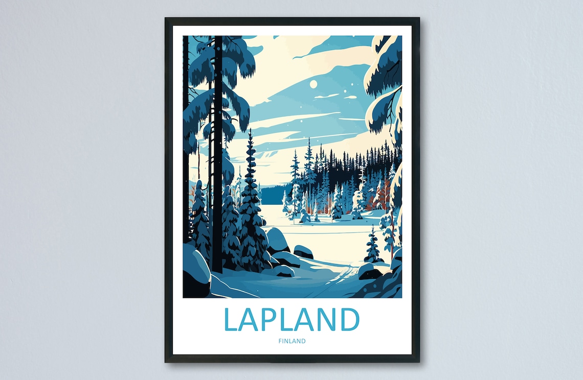 Lapland Travel Poster, Finland Home Decor