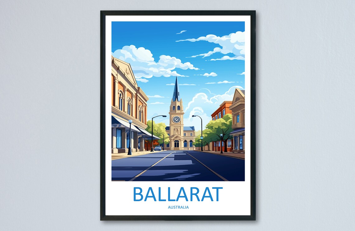 Ballarat Clock Tower Heritage Street Australia Travel Poster