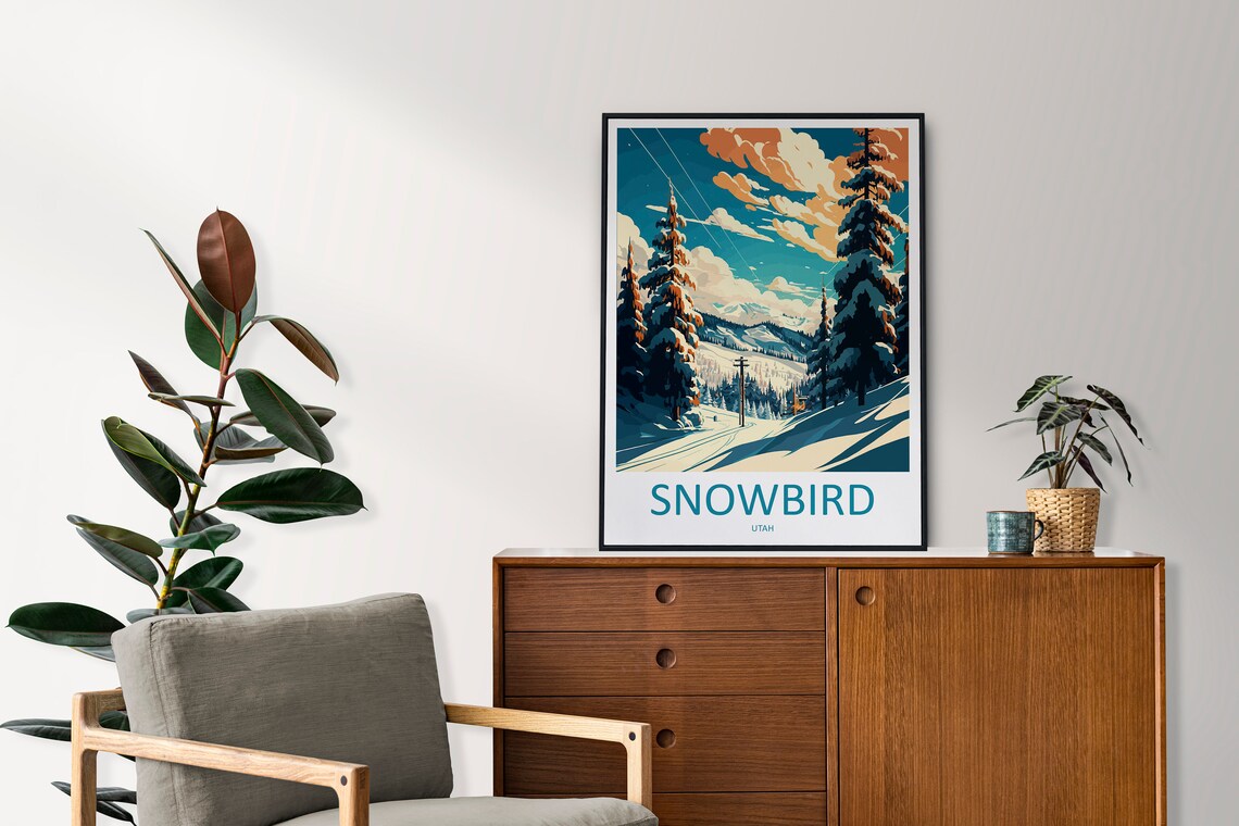 Snowbird Utah Ski Slope Powder Day Mountain Morning Travel Poster - Image 2
