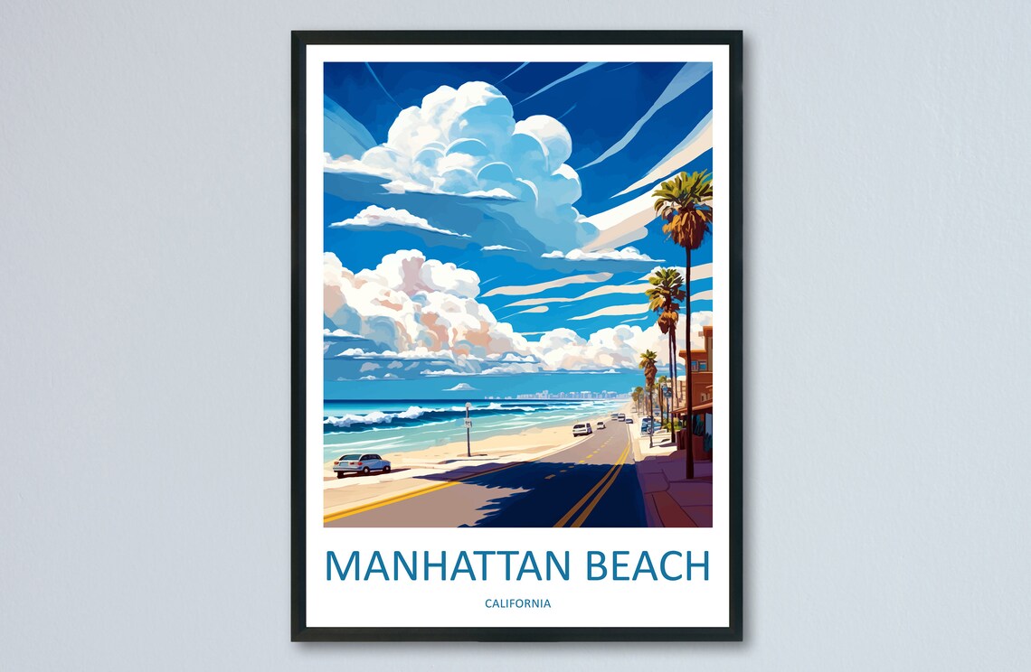 Manhattan Beach Travel Poster, USA Wall Decor