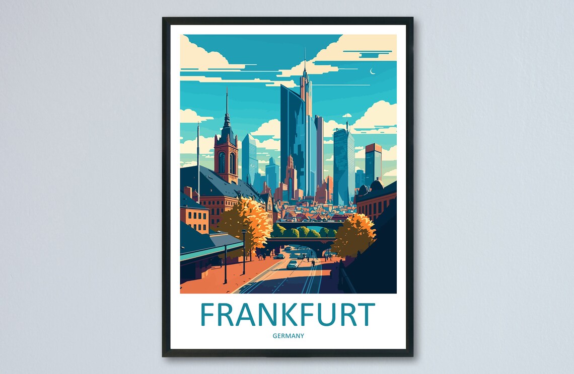 Frankfurt Travel Poster, Germany Wall Decor