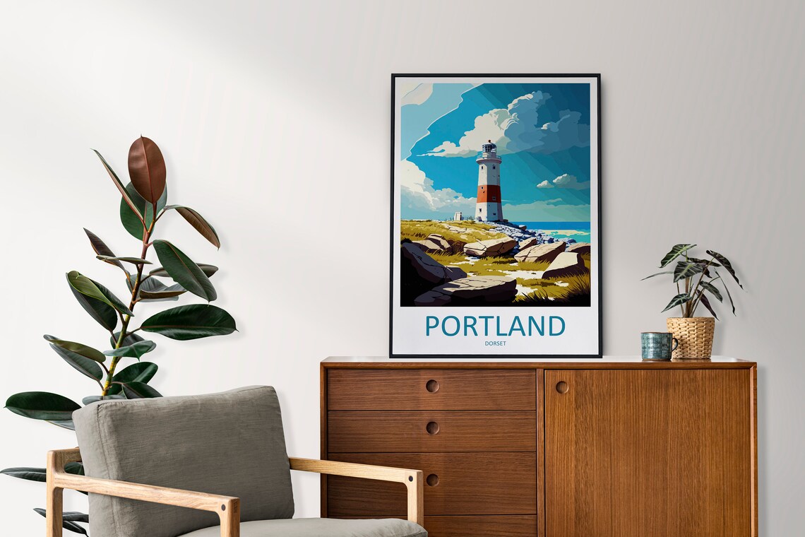 Portland Travel Poster, Lighthouse Artwork - Image 2