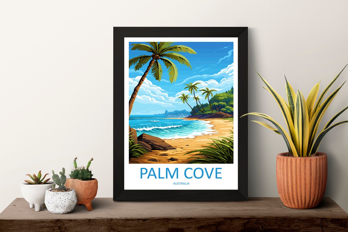 Palm Cove Australia Tropical Palm Beach Paradise Travel Poster - Image 3