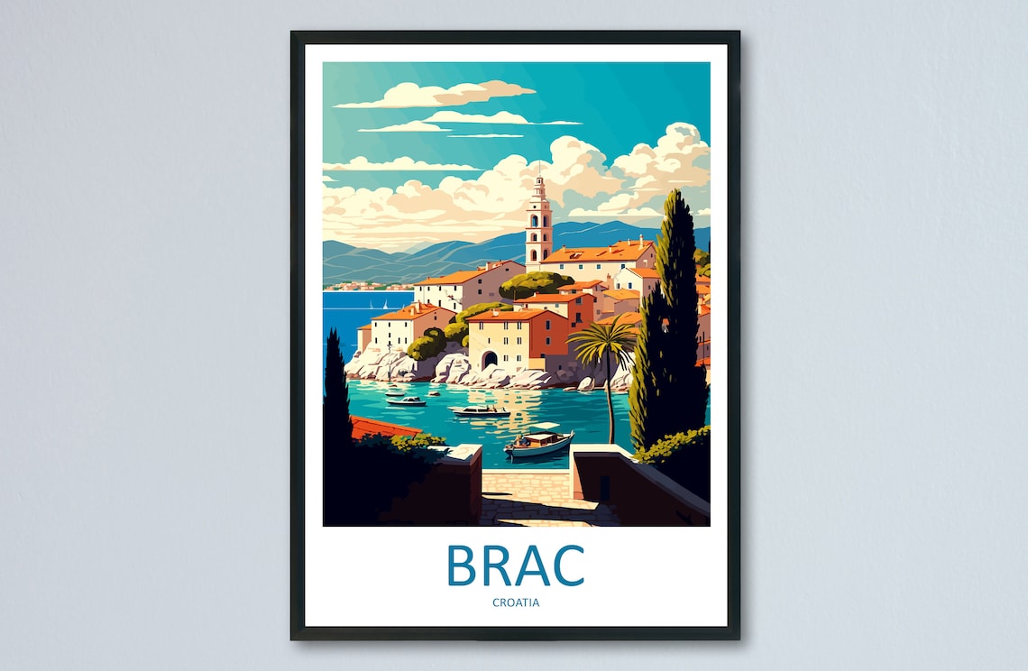 Brac Travel Poster, Croatia Wall Art Print