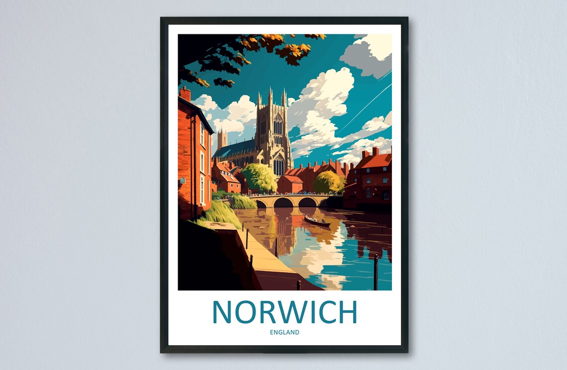 Norwich Travel Poster, England Travel Wall Art