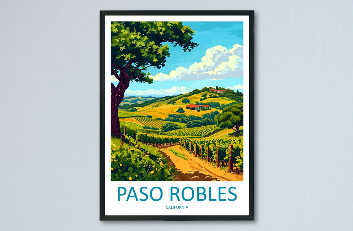 Paso Robles Travel Poster, California Place Print