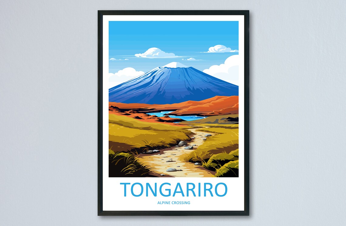 Tongariro Alpine Crossing Scenic Volcano New Zealand Travel Poster