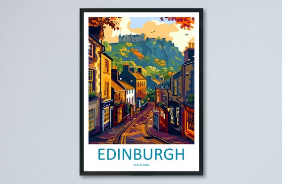 Edinburgh Cityscape Art Print, European City Decor