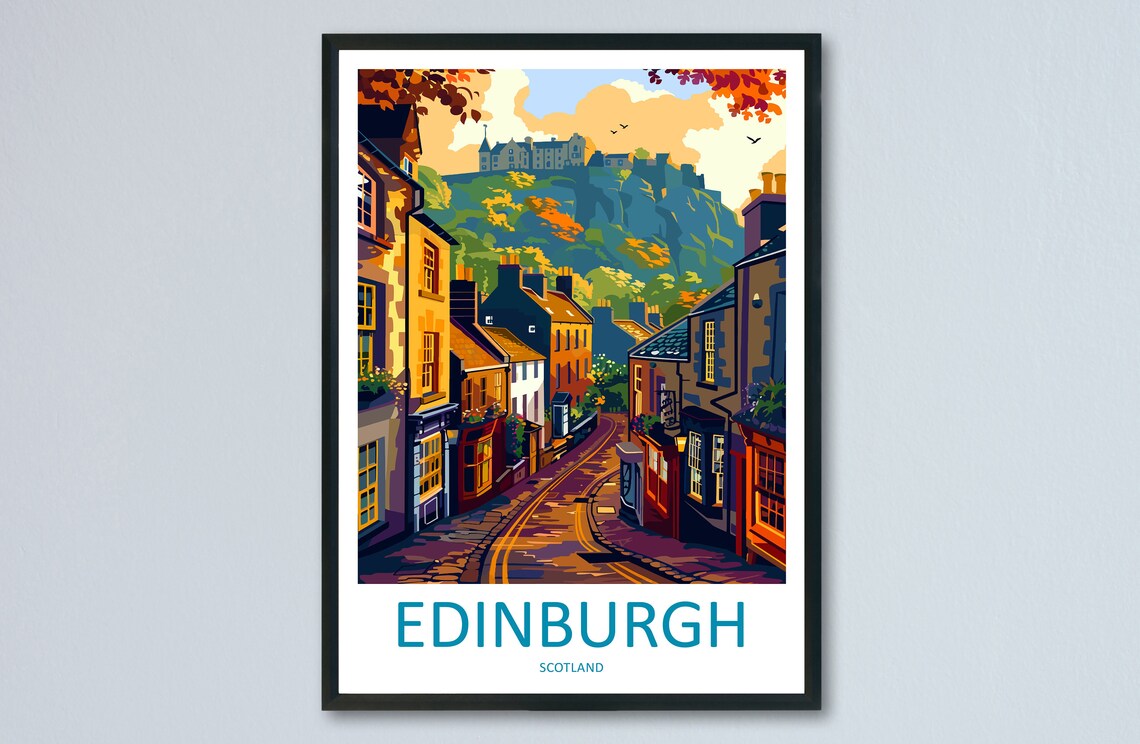 Edinburgh Cityscape Art Print, European City Decor