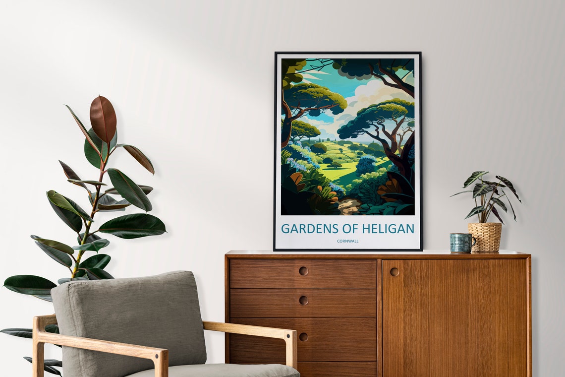 Gardens of Heligan Cornwall Lush Green Valley Botanical Poster - Image 2