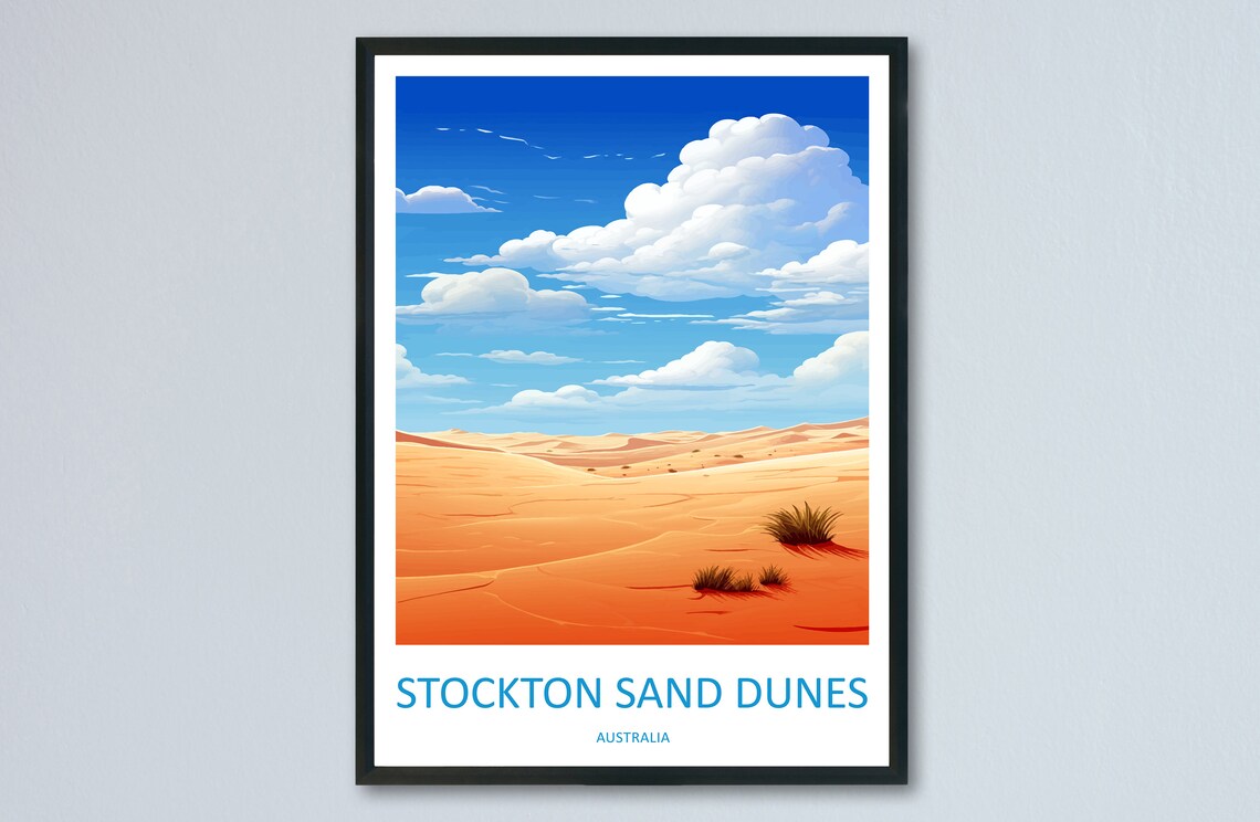 Stockton Sand Dunes Golden Desert Dunes Landscape Travel Poster