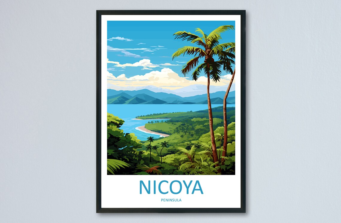 Nicoya Peninsula Costa Rica Jungle Bay Vista Tropical Travel Poster