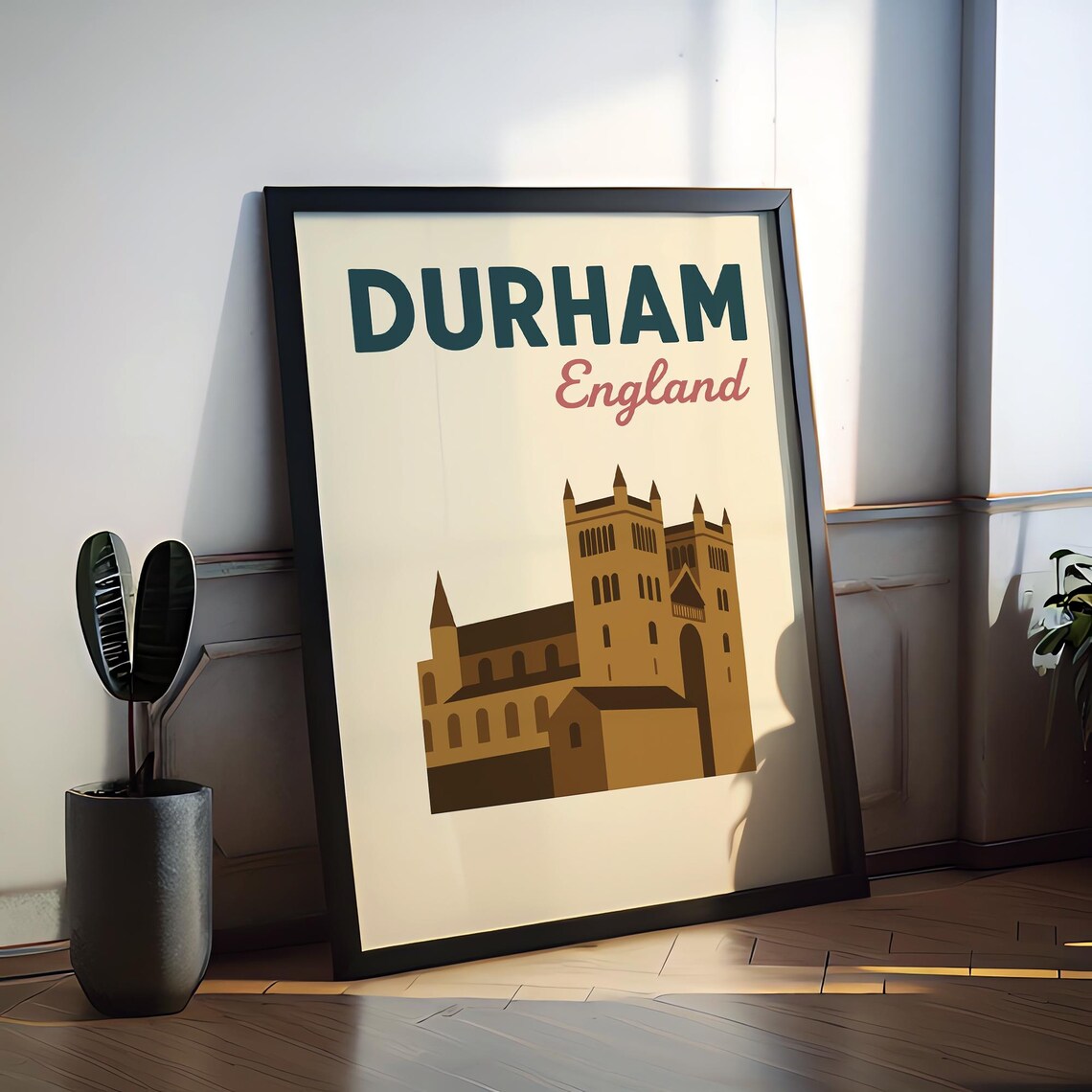 Durham England Norman Cathedral Preppy Historic Travel Poster
