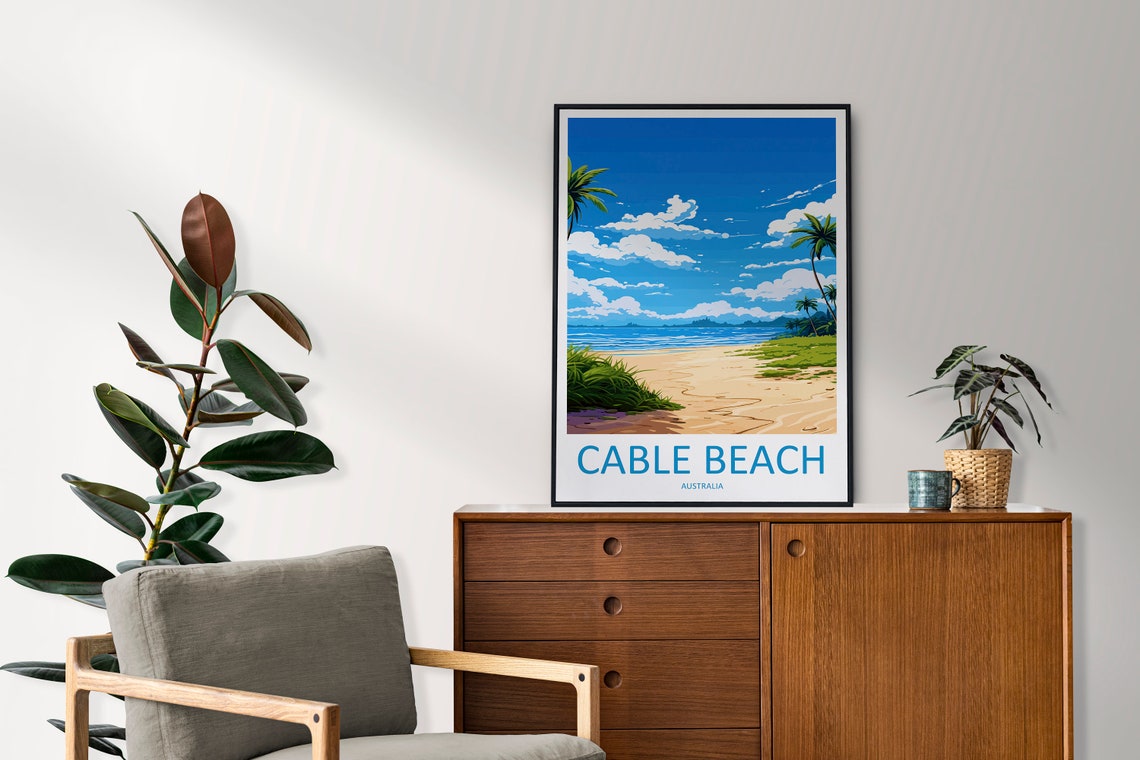 Cable Beach Palm Trees Tropical Shore Australia Travel Poster - Image 2