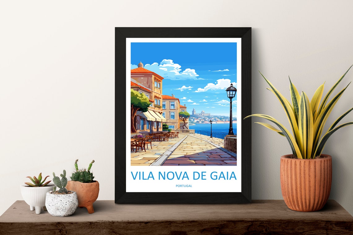 Vila Nova De Gaia Portugal Riverside Promenade Terrace Cafes Poster - Image 3