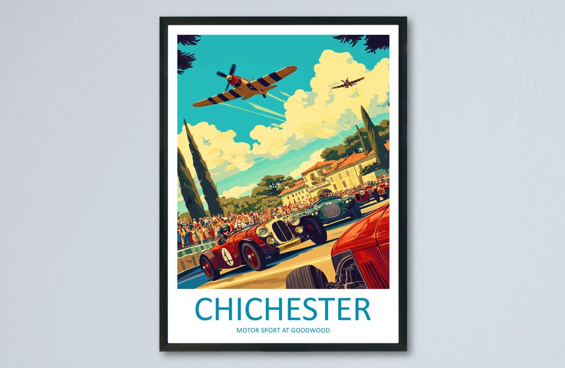 Chichester Goodwood Vintage Race Cars Planes Motor Sport Poster