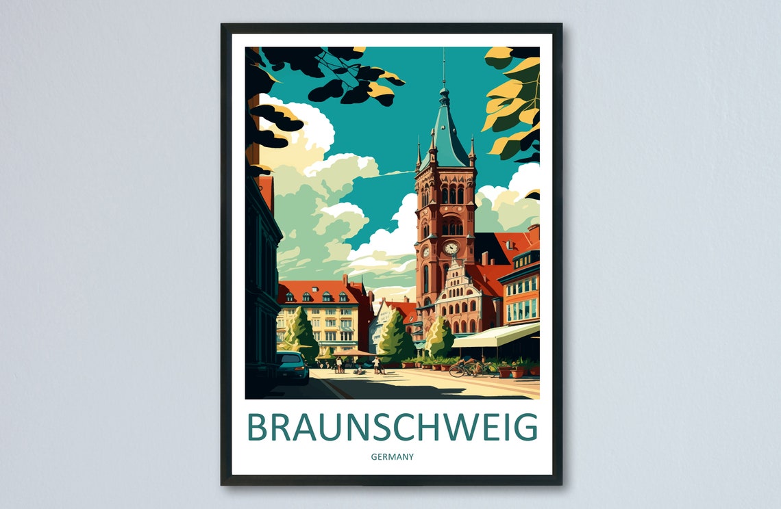 Braunschweig Germany Historic Old Town Hall Tower Travel Poster