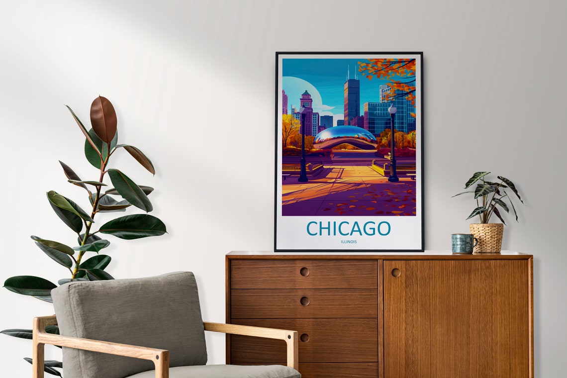 Chicago Illinois Millennium Park Cloud Gate Bean Travel Poster - Image 2