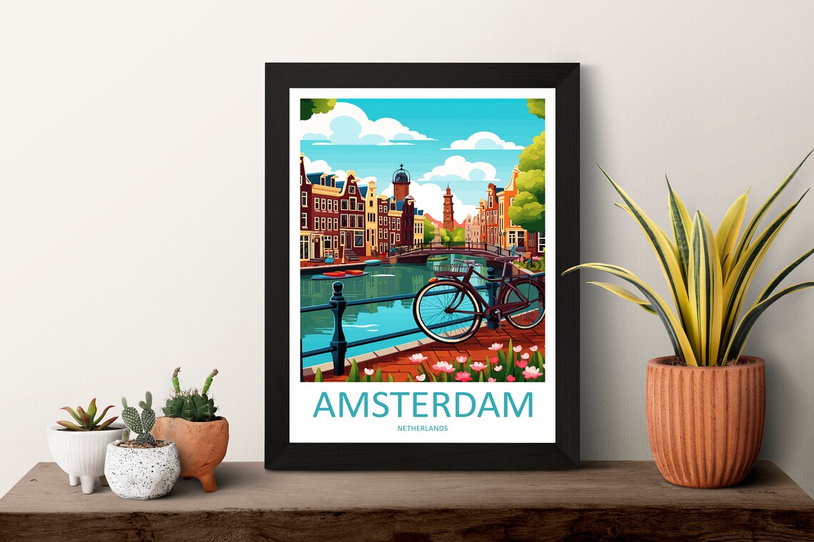Amsterdam Travel Poster, Netherlands Wall Decor - Image 3
